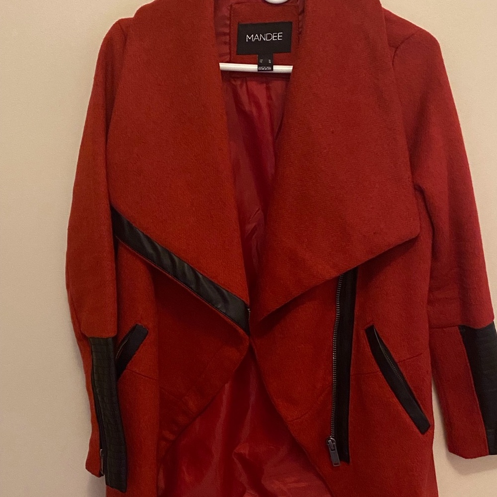 Stylish, Sophisticated in Edgy Red Black Peacoat .Contemporary Flare - Picture 1 of 3